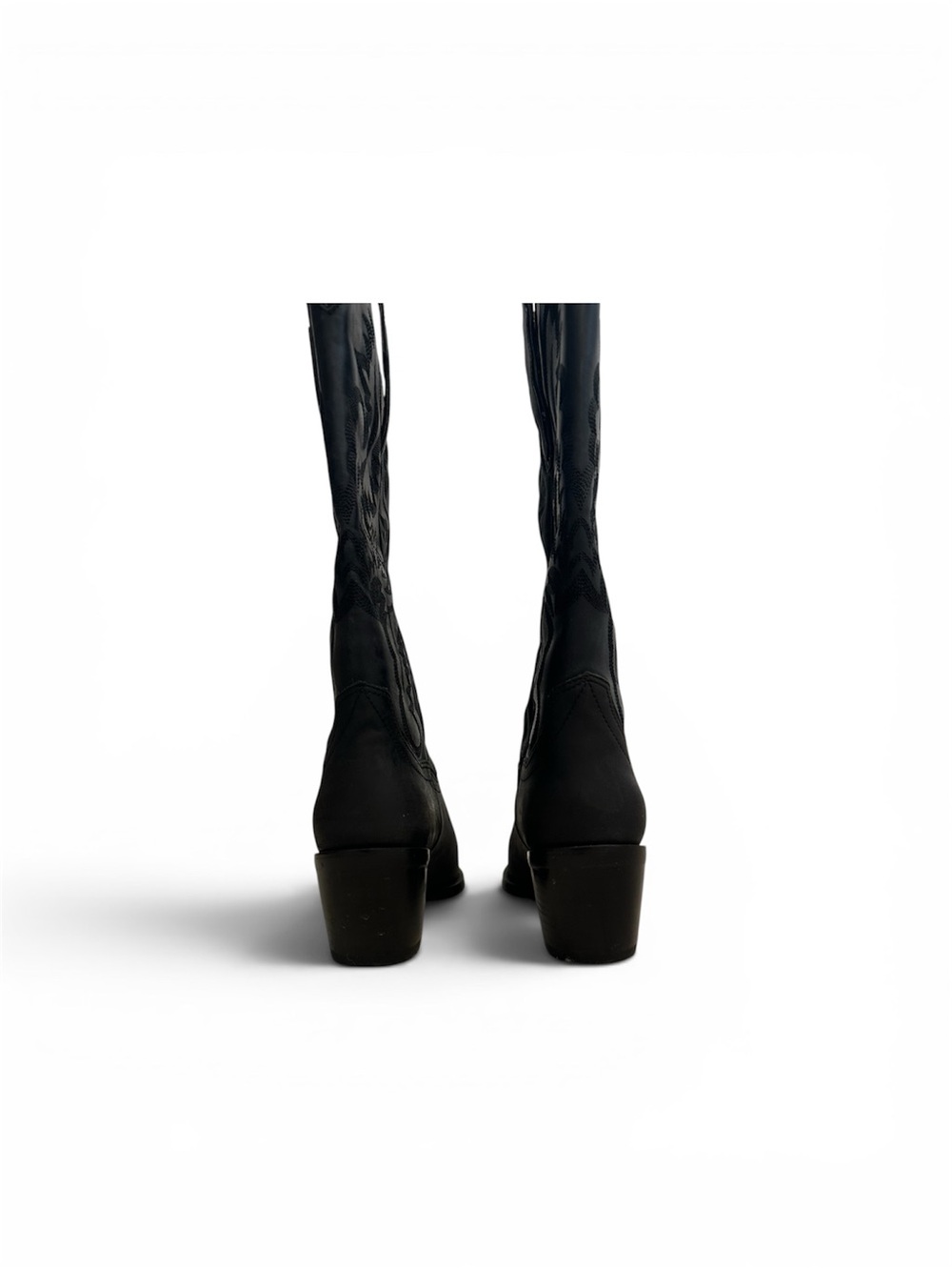Jeffrey Campbell Black Embroidered Western Heeled Boots - Picture 2 of 8